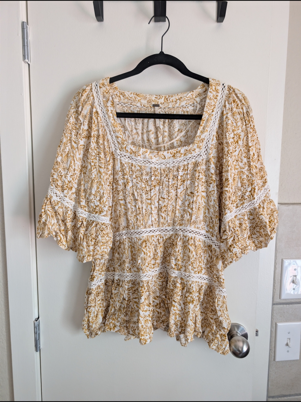Free People "Talk About It" Tunic in ivory/gold floral Colorway